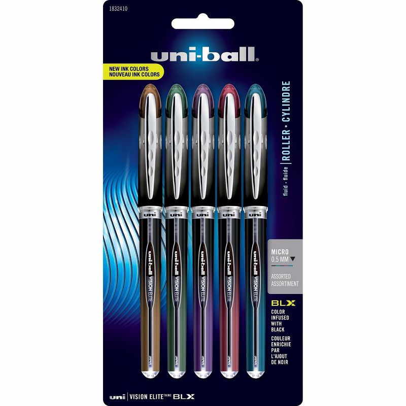 uni-ball VISION ELITE BLX Series Rollerball Pen .5 mm Assorted 5/ST 1832410
