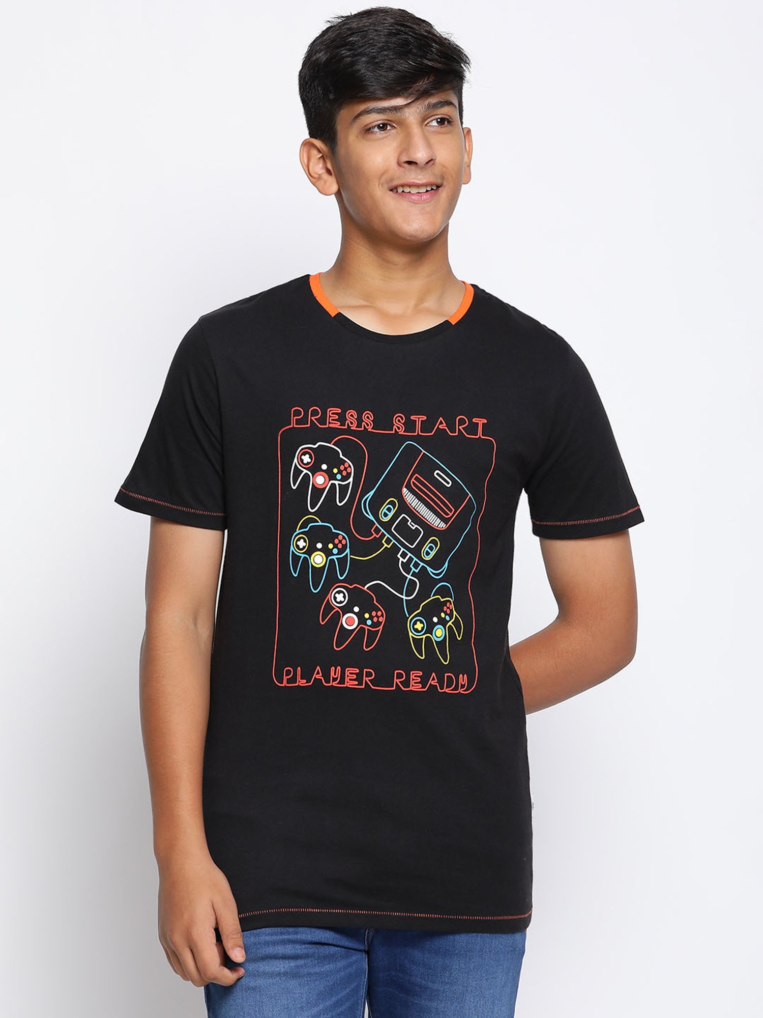 Lil Tomatoes Kids Black Printed T-Shirt