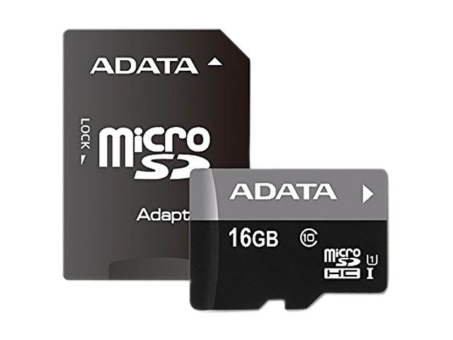 ADATA 16GB Premier microSDHC UHS-I / Class 10 Memory Card with SD Adapter, Speed Up to 50MB/s (AUSDH16GUICL10-RA1)
