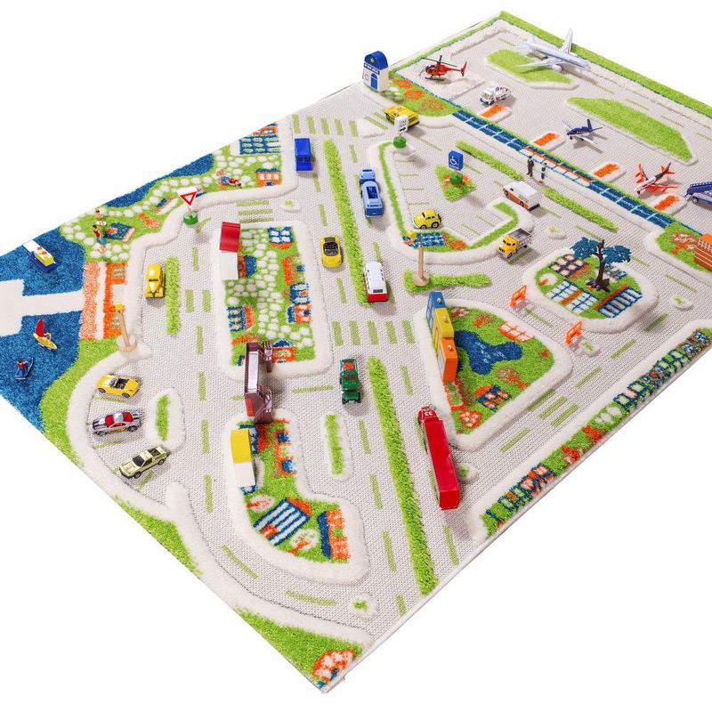 IVI 3D Play Carpets 121MD034-100150 59 x 39-inch Mini City Educational Toddler Mat Rug for Bedroom, Kids Den, or Playroom, Medium