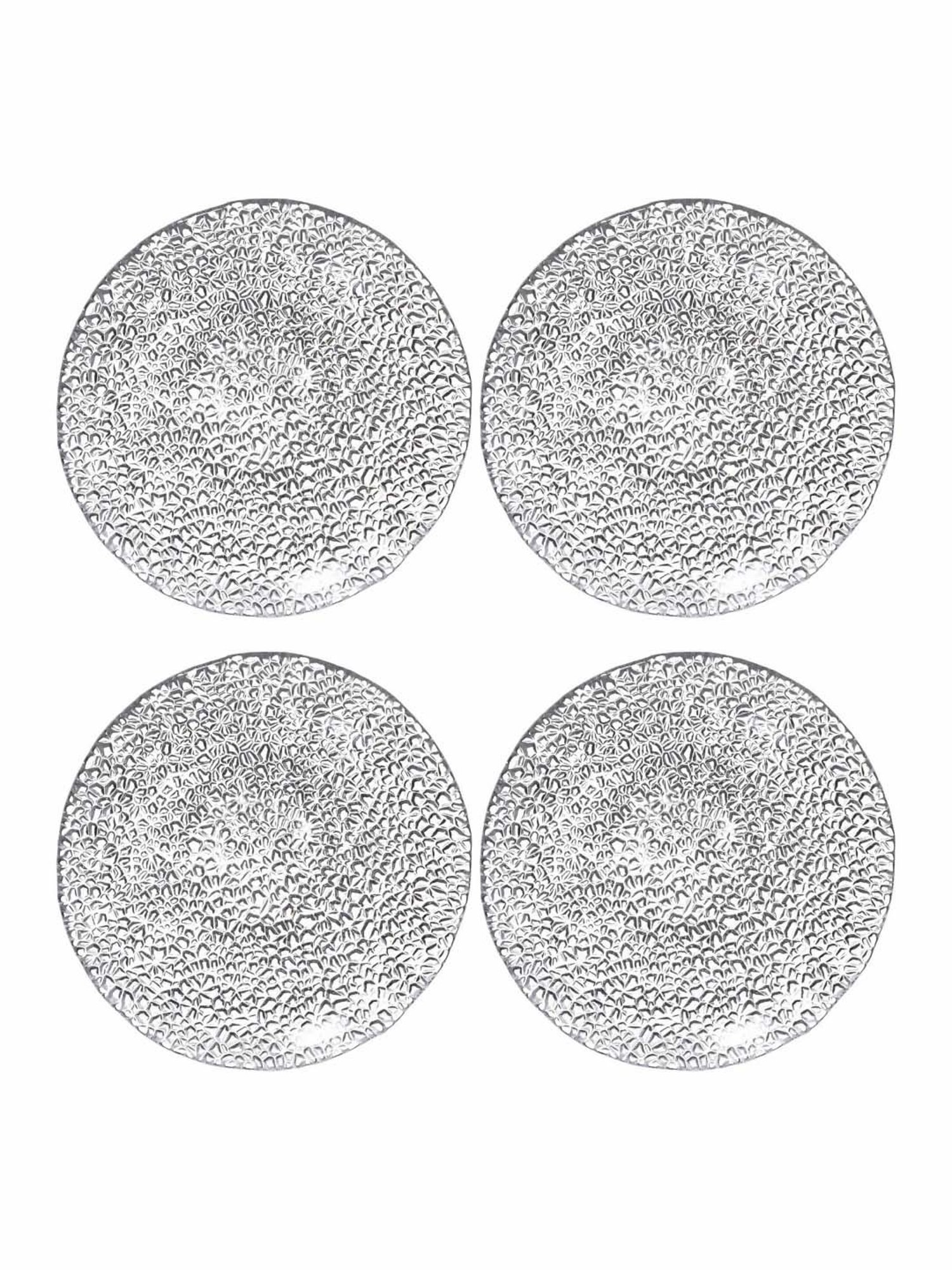 Goodhomes Transparent Glass Ice Pattern Fruit Plate Set Of 4Pcs - Set of 4