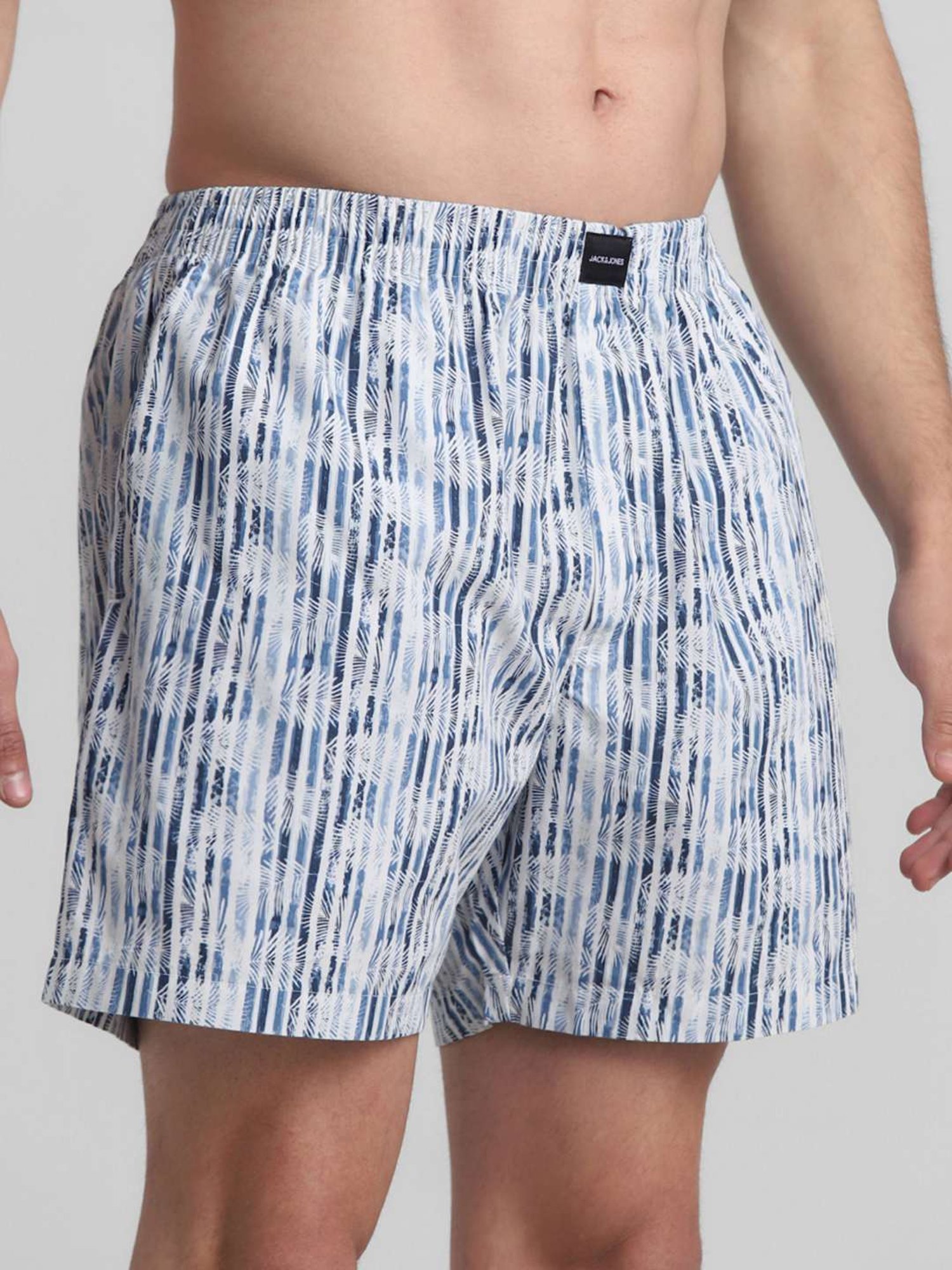 Jack & Jones Ensign Blue Cotton Regular Fit Striped Boxers
