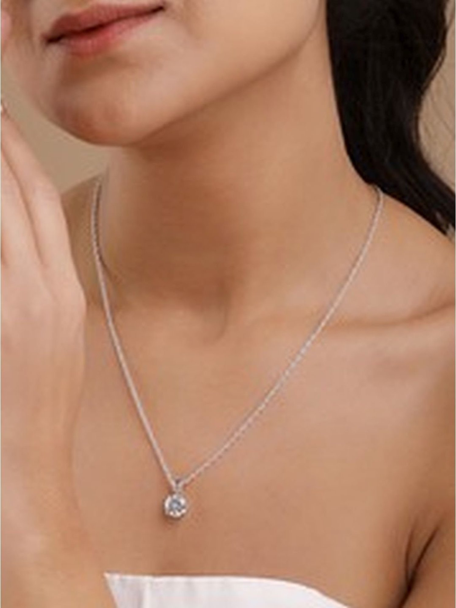 March by FableStreet 92.5 Sterling Silver Minimal Zircon Pendant for Women