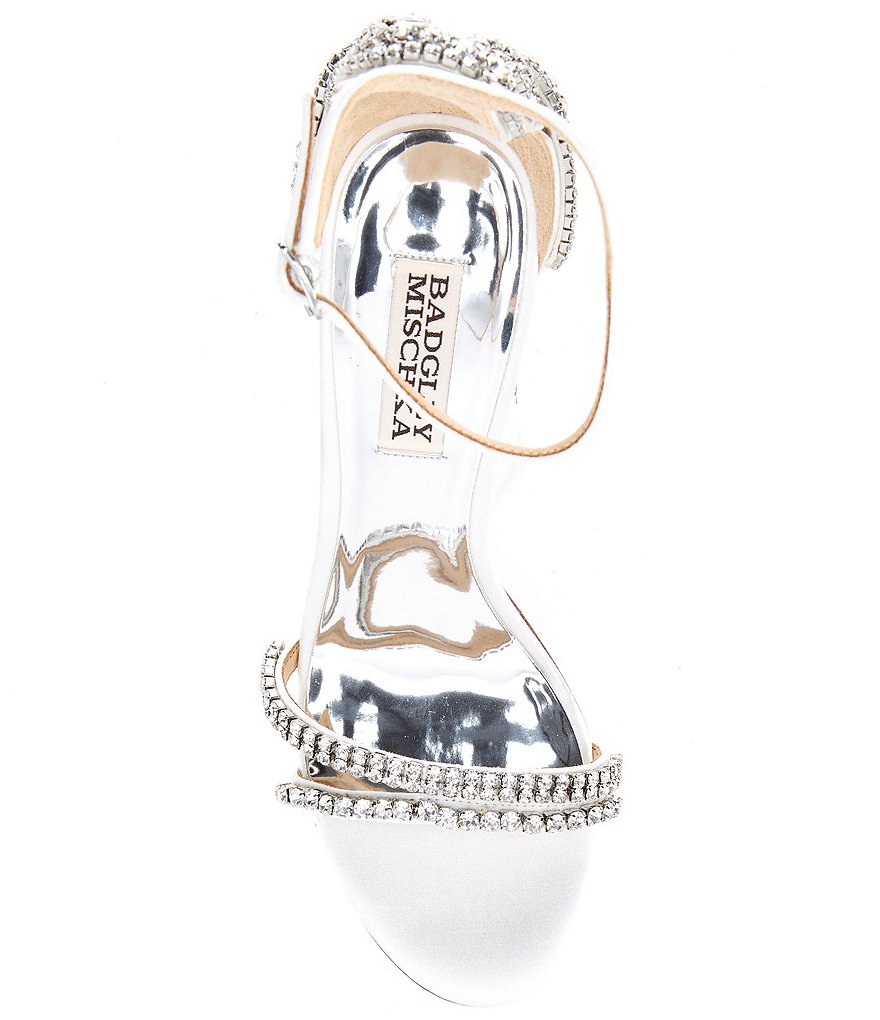 Badgley Mischka Bella Satin Rhinestone Ankle Strap Dress Sandals
