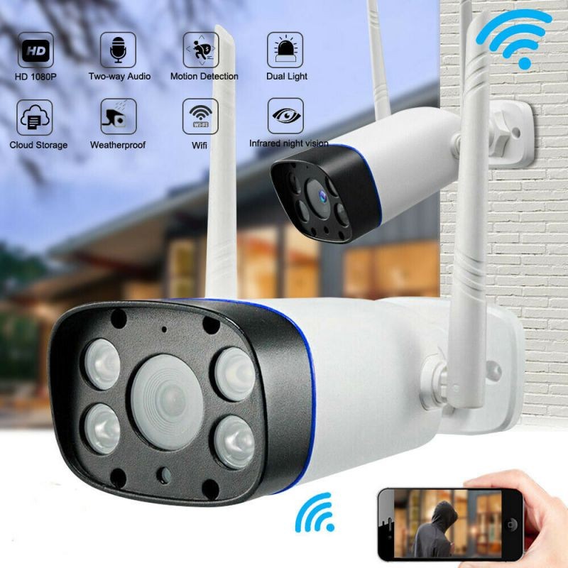 Outdoor HD 2MP Wireless CCTV Security IR-CUT Wifi Dual Lights IP Camera Wireless Bullet Security Camera 1080P Motion Detection Active Defense IR Night Version WIFI 2-Way Audio IP66