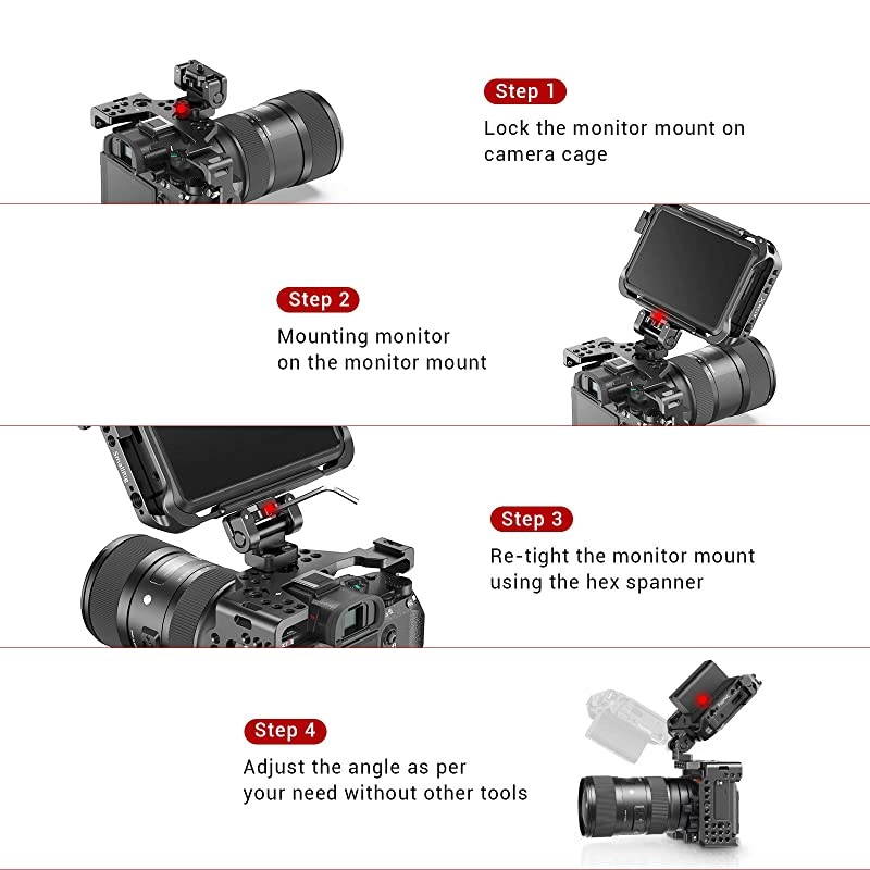 Monitor Holder Mount for Camera Field Monitors Friction Up to 180&deg; 1842