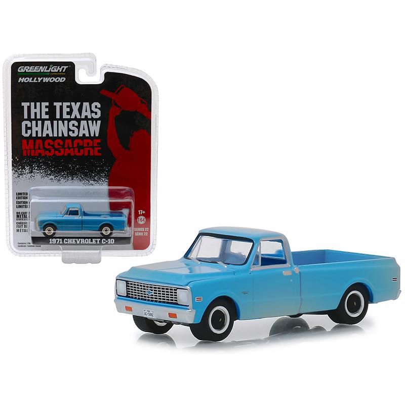 1971 Chevrolet C-10 Pickup Truck Dusty Blue "The Texas Chainsaw Massacre" 1974 Movie 1/64 Diecast Model Car Greenlight