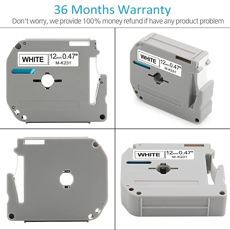 Compatible Label Tape Replacement for Brother PTouch M Tape MK231 M231 MK231 NonLaminated 12mm 047 x 262ft Black on White for Brother Ptouch PTM95 PT90 PT85 PT80 PT45M 6 Pack