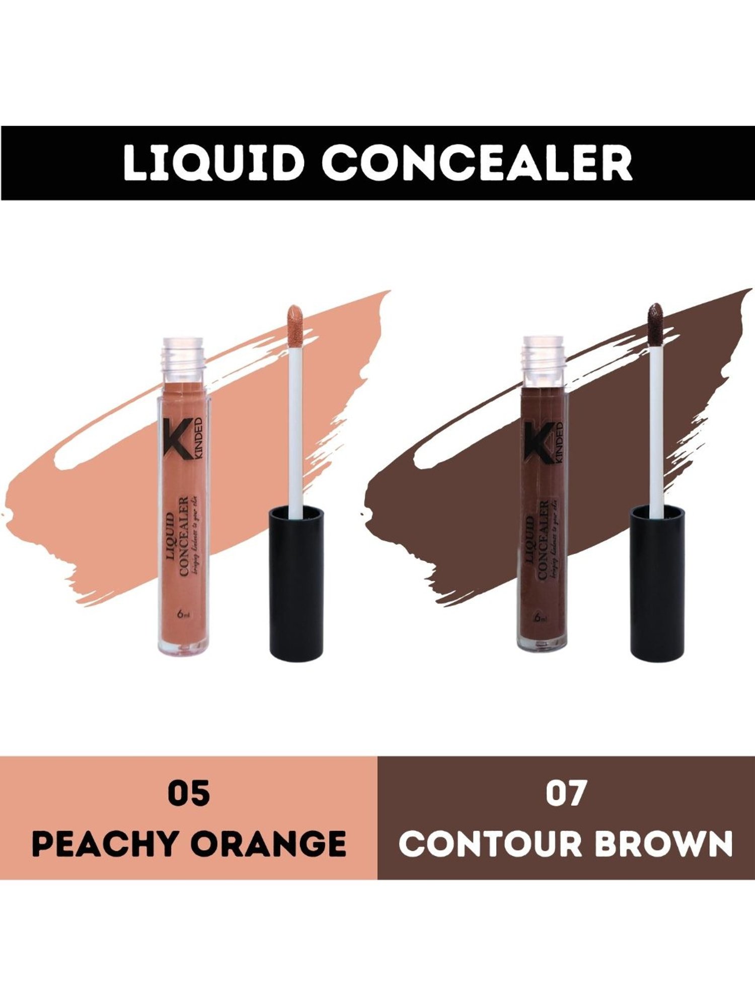 KINDED Liquid Concealer 05 Peachy Orange & 07 Contour Brown Combo