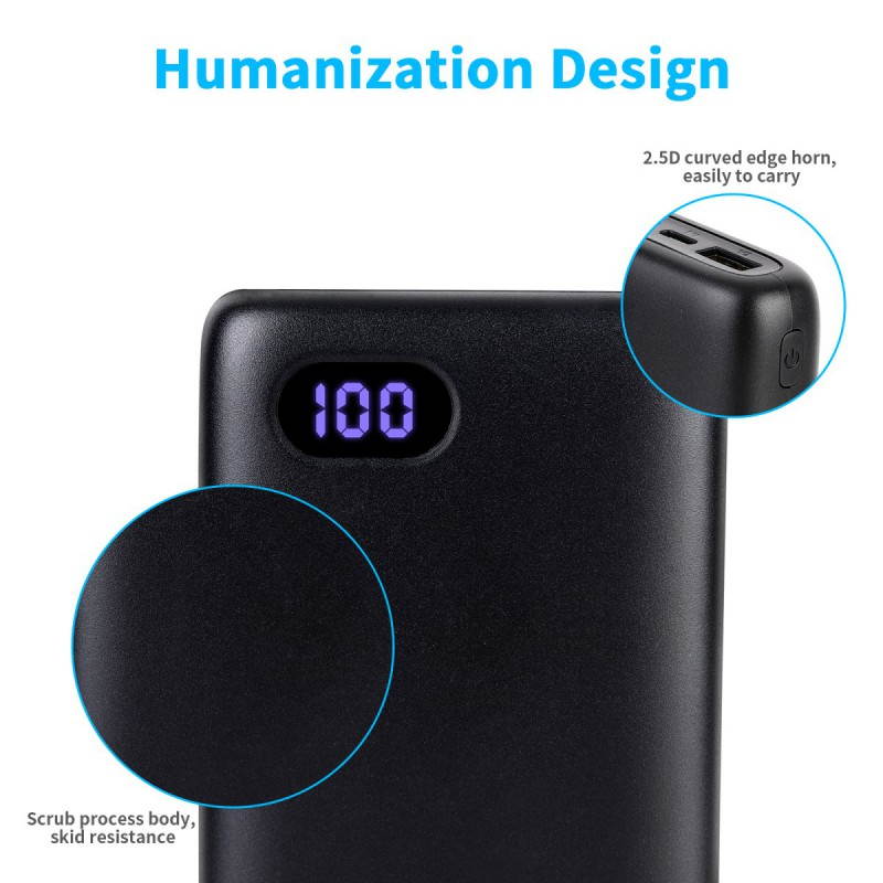 Greatlizard Portable Charger - Compact 10000mAh 2-Port Ultra Portable Phone Charger Power Bank  for iPhone, iPad, Samsung Galaxy (Black)