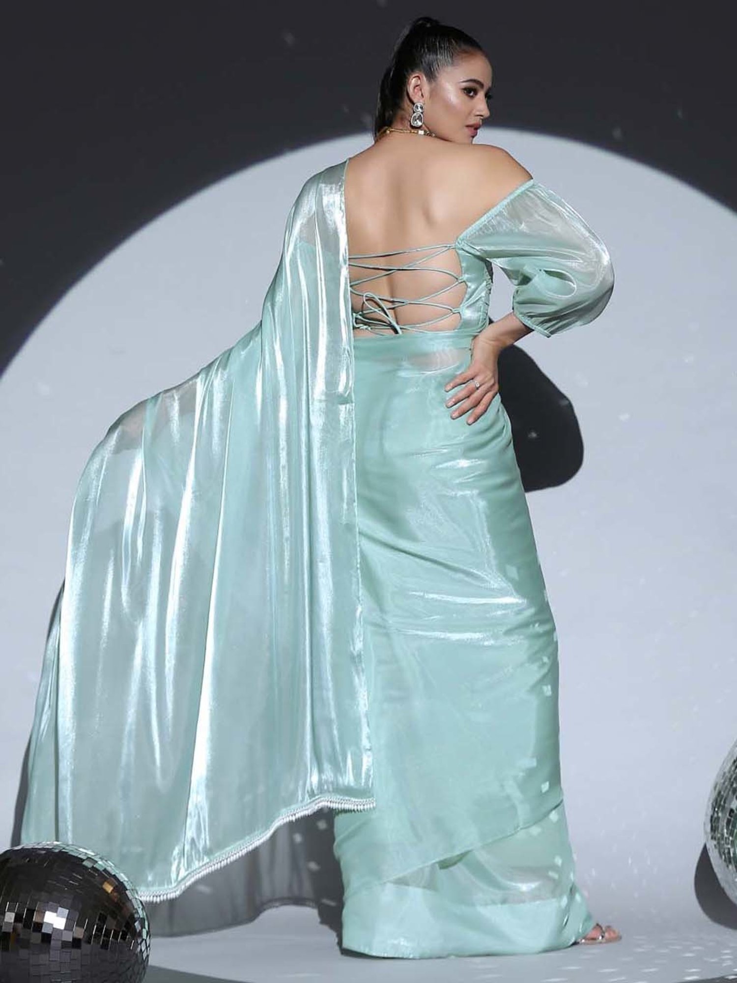 Swtantra Blue Organza Saree