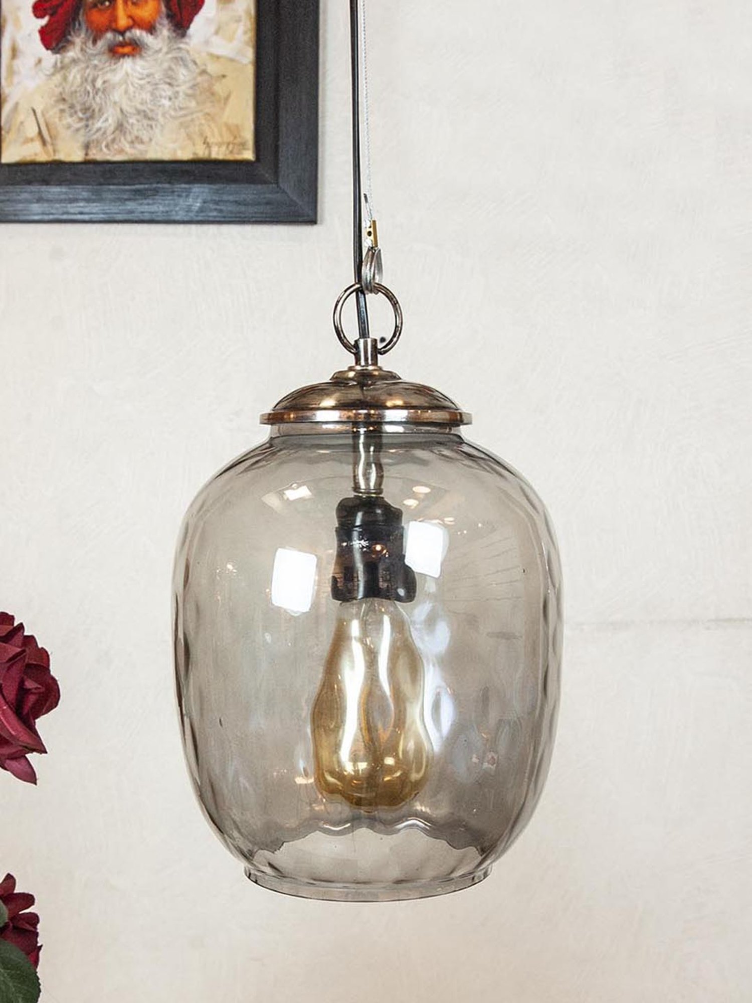 Kapoor E Illuminations Doriane Dark Transparent Glass Hanging Light - Set of 1