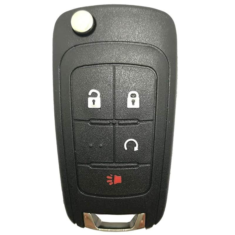 Fob Case Shell Fit for Chevrolet Chevy Equinox Sonic GMC Terrain OHT01060512 4 Buttons Replacement Flip Folding Smart Car Fob Cover with Uncut Blade Blank (4 Buttons Flip Shell)