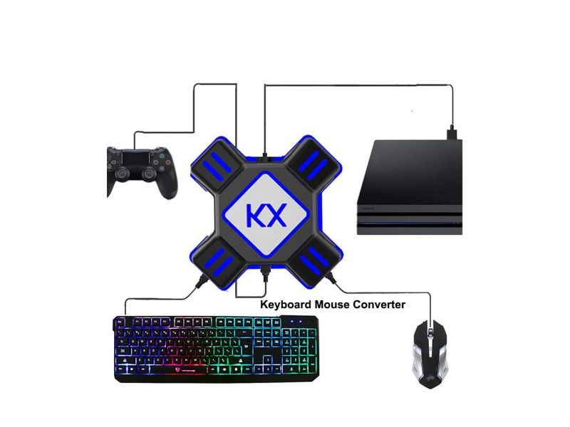 KX Adapter Game Controllers to Gaming Keyboard Mouse Converter adapter Plug and Play for Nintendo Switch Xbox One X/S Xbox 360 PS4 PS3