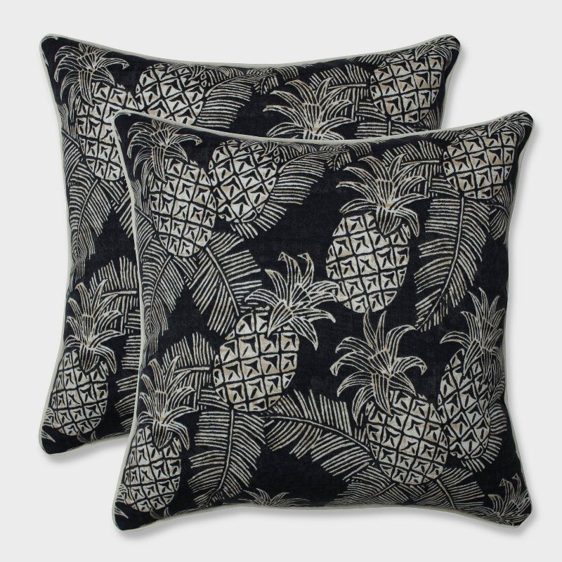 18.5" 2pk Hatteras Black Throw Pillows Black - Pillow Perfect