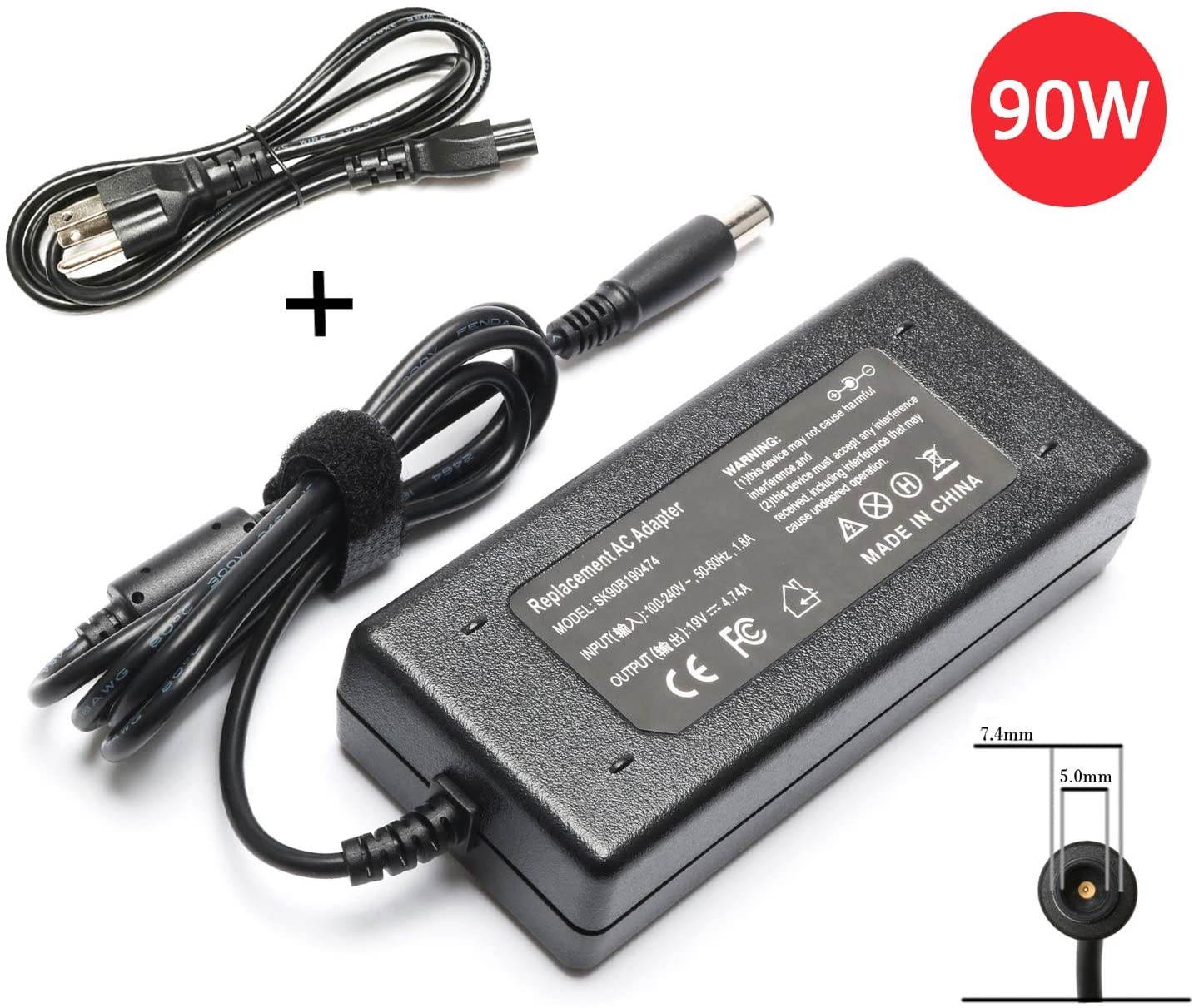 90W Laptop Adapter Charger for HP Pavilion Dv4 Dv6 Dv7 G50 G60 G60T G61 G62 G72 2000 Presario 2210B 2510P CQ40 CQ45 Cq50 Cq57 Cq58 Cq60 Cq61 Cq62 Power Supply Cord