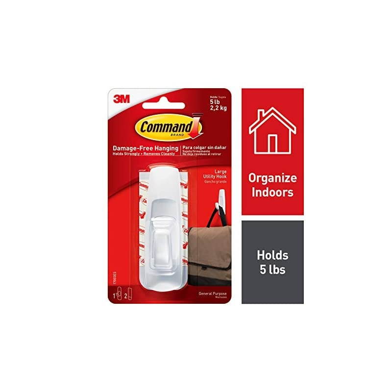 Large Utility Hook, White, 1-Hook, 6-Pack, Organize Damage-Free