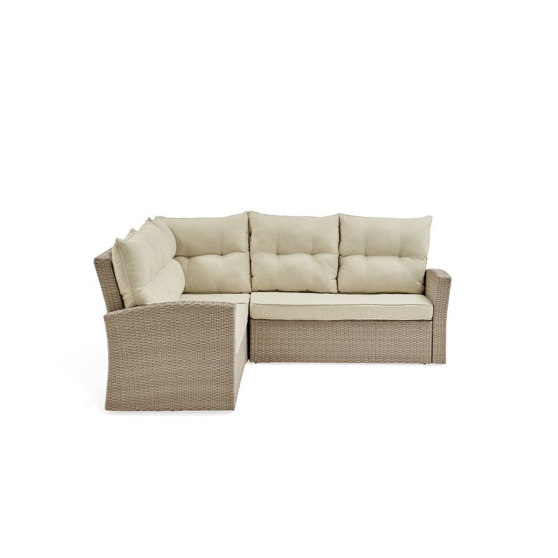 All-Weather Wicker Canaan Outdoor Double Corner Sofa Brown - Alaterre Furniture
