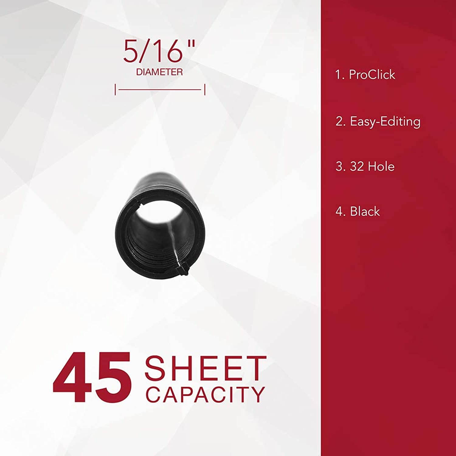 Swingline GBC Binding Spines / Spirals / Coils, 5/16" Diameter, 45 Sheet Capacity, ProClick, Black, 25 Pack (2515662)