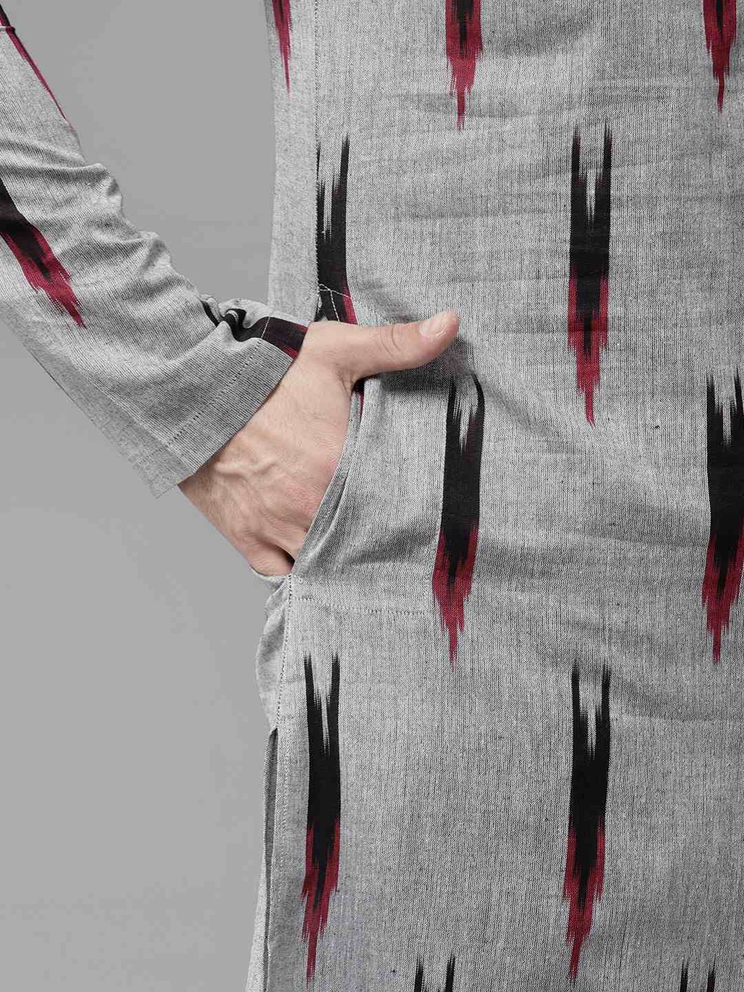 See Designs Grey & Black Cotton Regular Fit Printed Kurta Bottom Set