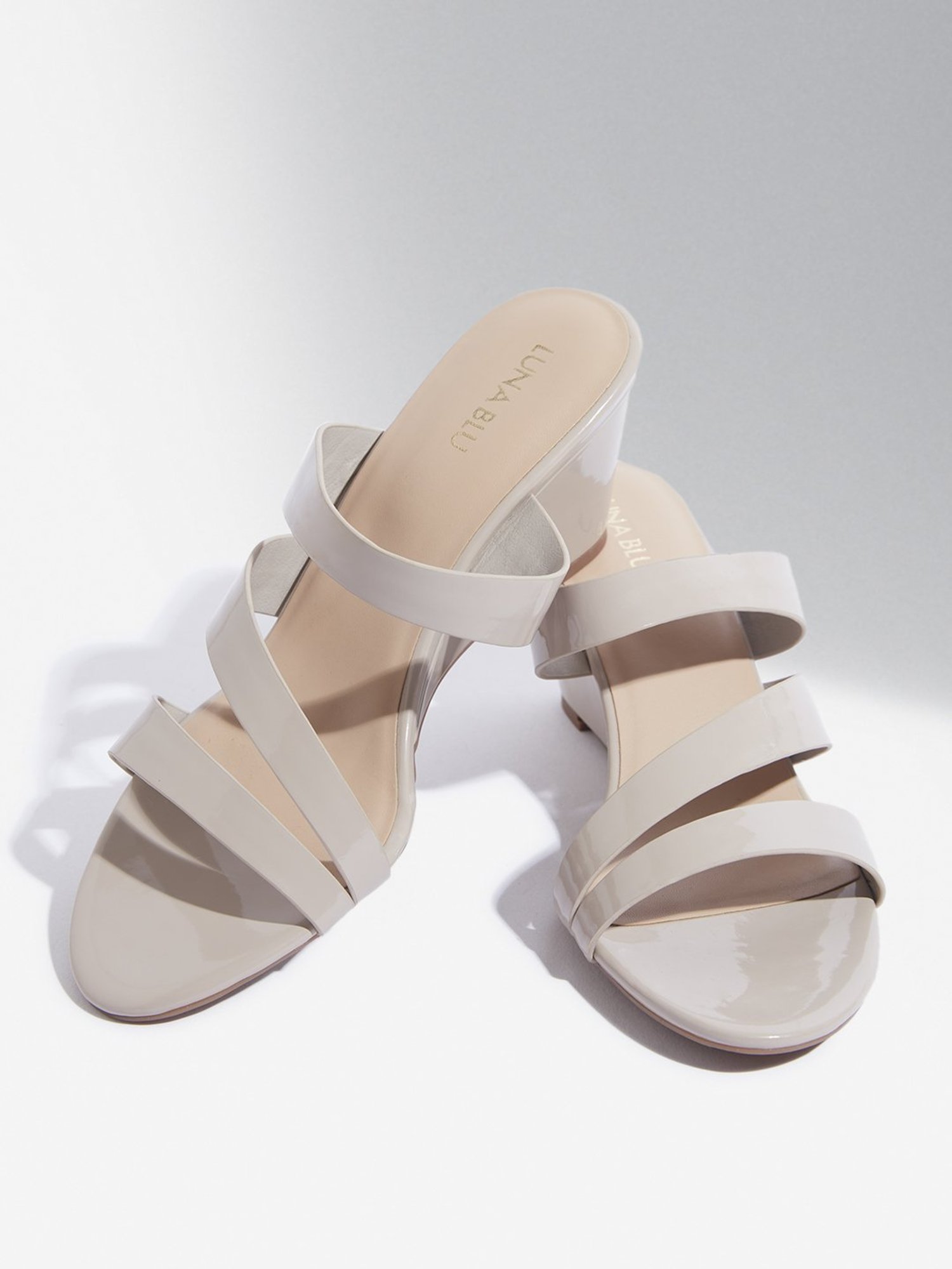 LUNA BLU by Westside Taupe Multi-Strap Heel Sandals