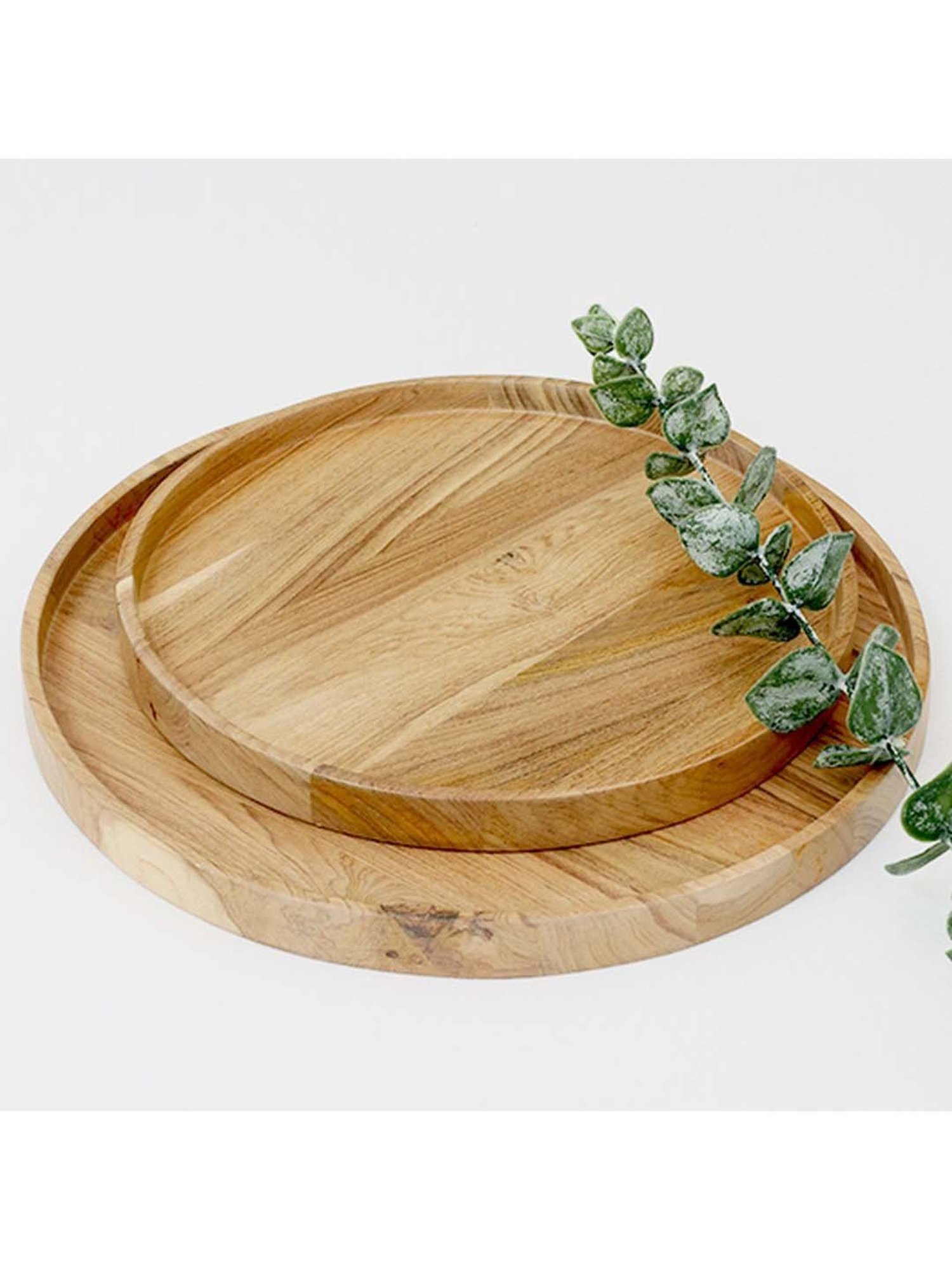 ICRAFT Orbit Brown Teak Wood Round Platter