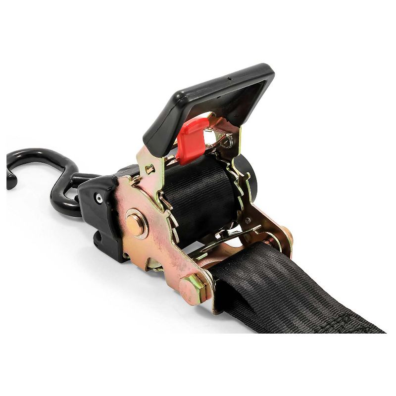 Camco Retractable Secure Hauling and Transporting Sturdy Ratchet Tie Down Straps with Dual Hooks, 2-Inch