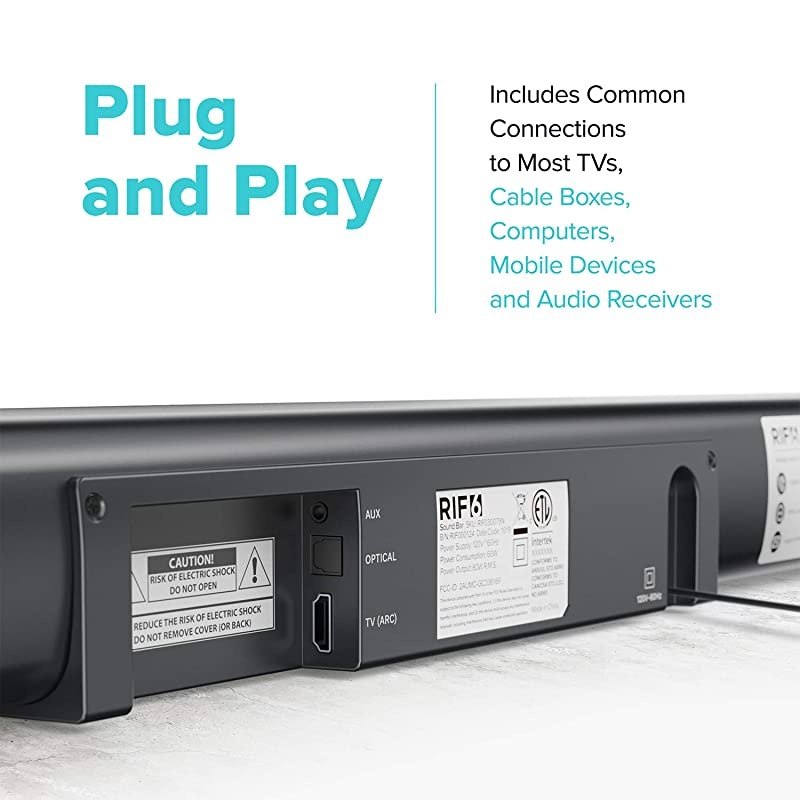 Sound Bar - 35 Inch Home Theater TV Soundbar with LED Display, Dual Built-in Subwoofers and 4 Equalizer Settings - Connects to Bluetooth, HDMI, AUX, RCA and USB