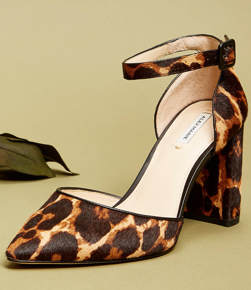 Alex Marie Genevie Leopard Two 2 Piece Block Heel Pumps