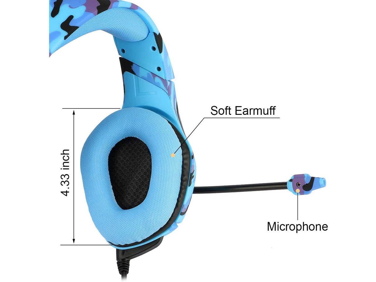 Gaming Headset K1 PC Gamer Stereo Wired Over Ear Noise Cancelling Headphones with Microphone, Volume Control for PlayStation 4 Laptop Tablet Mobile Phone