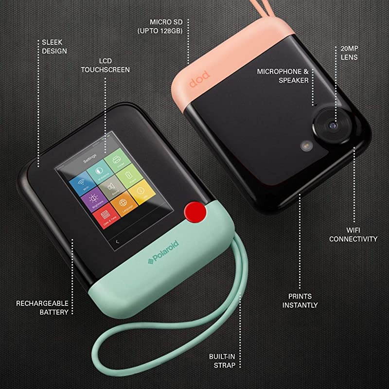 Polaroid Pop 20 2 in 1 Wireless Portable Instant 3x4 Photo Printer amp Digital 20MP Camera with Touchscreen Display Builtin WiFi 1080p HD Video Blue Prints From your Smartphone