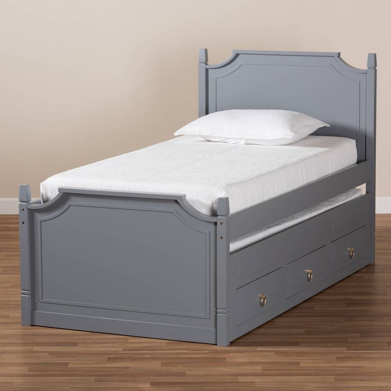 Twin 3 Drawer Mariana Wood Storage with Pull-Out Trundle Bed Gray - Baxton Studio