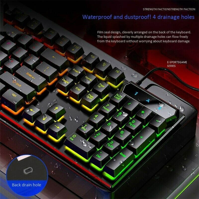 Vicabo 104 keys USB Wired Mechanical Feeling  Gaming Keyboard, Small Compact Multicolour LED Backlit, Multimedia Function Keys, Water Resistant for PC/Laptop/Mac - White