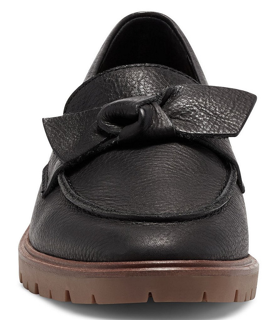 Lucky Brand Tamio Leather Knot Bow Detail Lug Sole Loafers