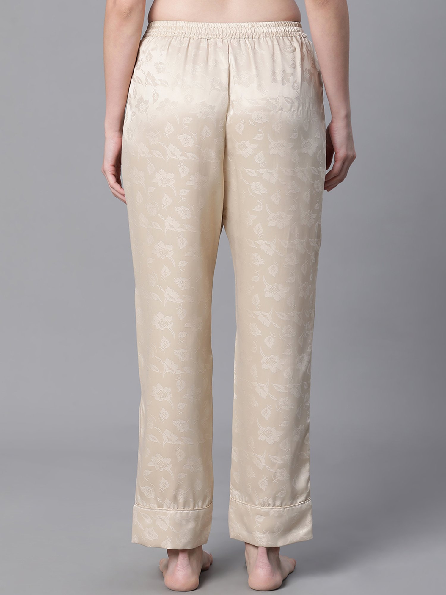 Oxolloxo Beige Satin Floral Print Pyjamas