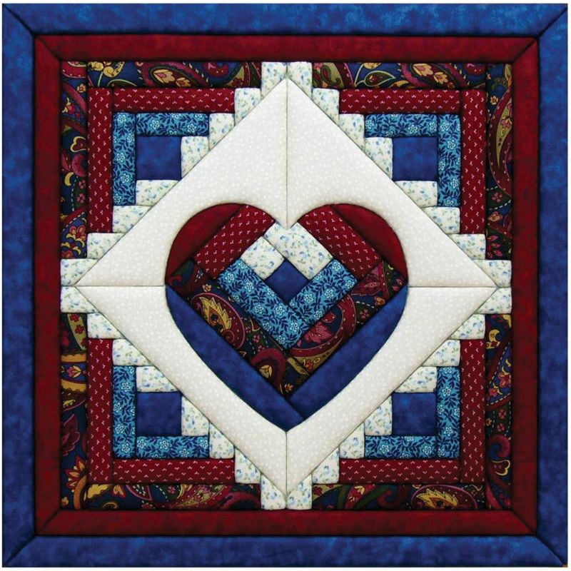 Quilt-Magic No Sew Wall Hanging Kit-Log Cabin Heart