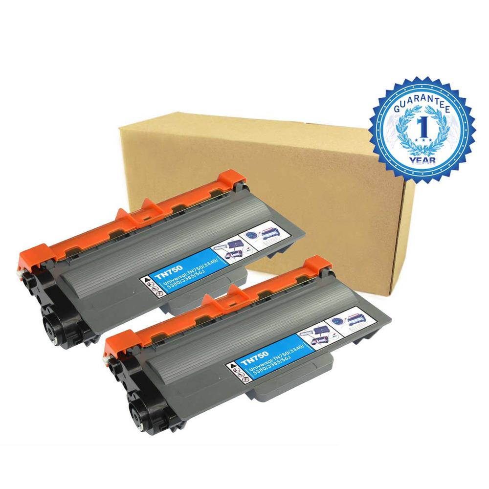 2 High Yield TN750 Black Toner Cartridge For Brother TN720 TN750 DR720 Toner Printer MFC-8510DN MFC-8515DN MFC-8520DN MFC-8710DW MFC-8910DW MFC-8950DW MFC-8950DWT HL-5470DWT HL-6180DW HL-6180DW