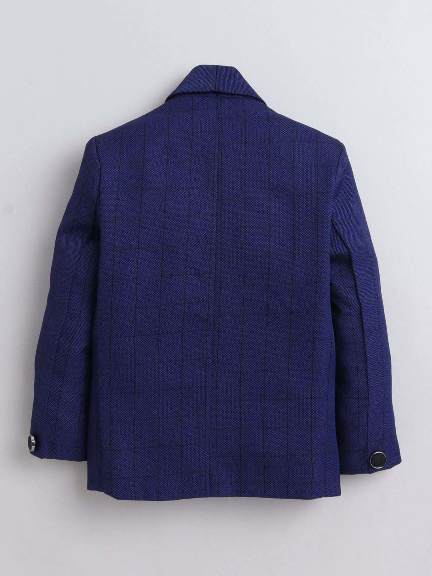 Fourfolds Boys Blue Checks Full Sleeves Blazer