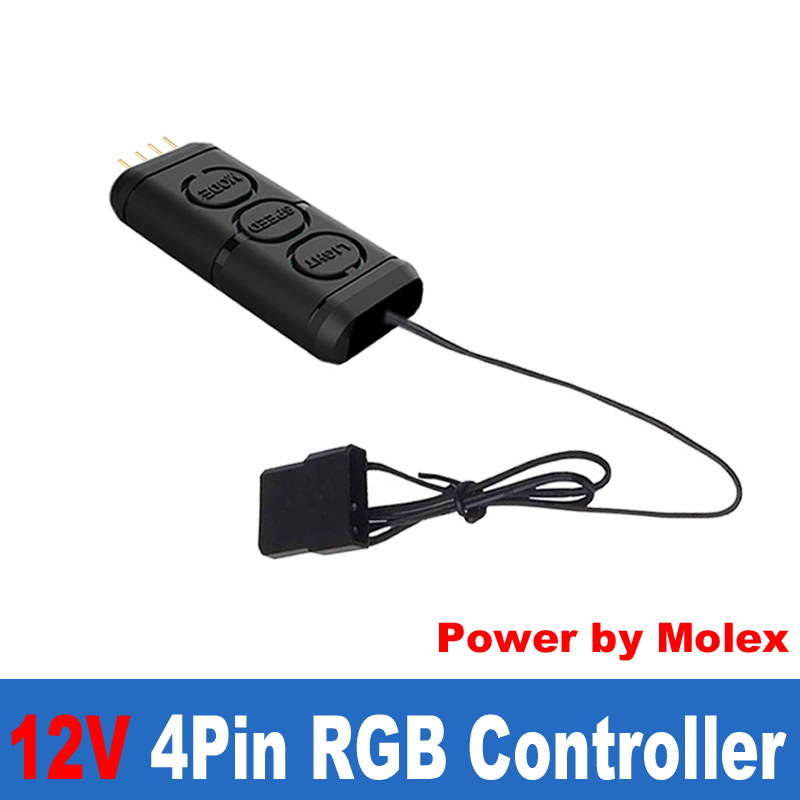EnLabs 12V 4pin RGB Controller Cable for Computer Case Fan,SATA Powered 3 Button RGB Control Adapter for LED Strip Lights,PC Cooling Water Liquid Radiators