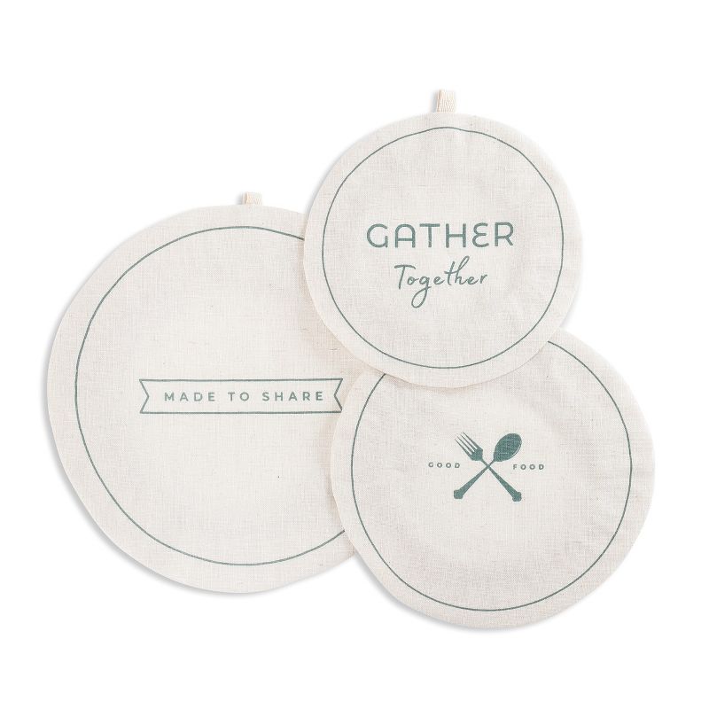 DEMDACO Made to Share Dish Covers Set of 3 11 x 11 - White