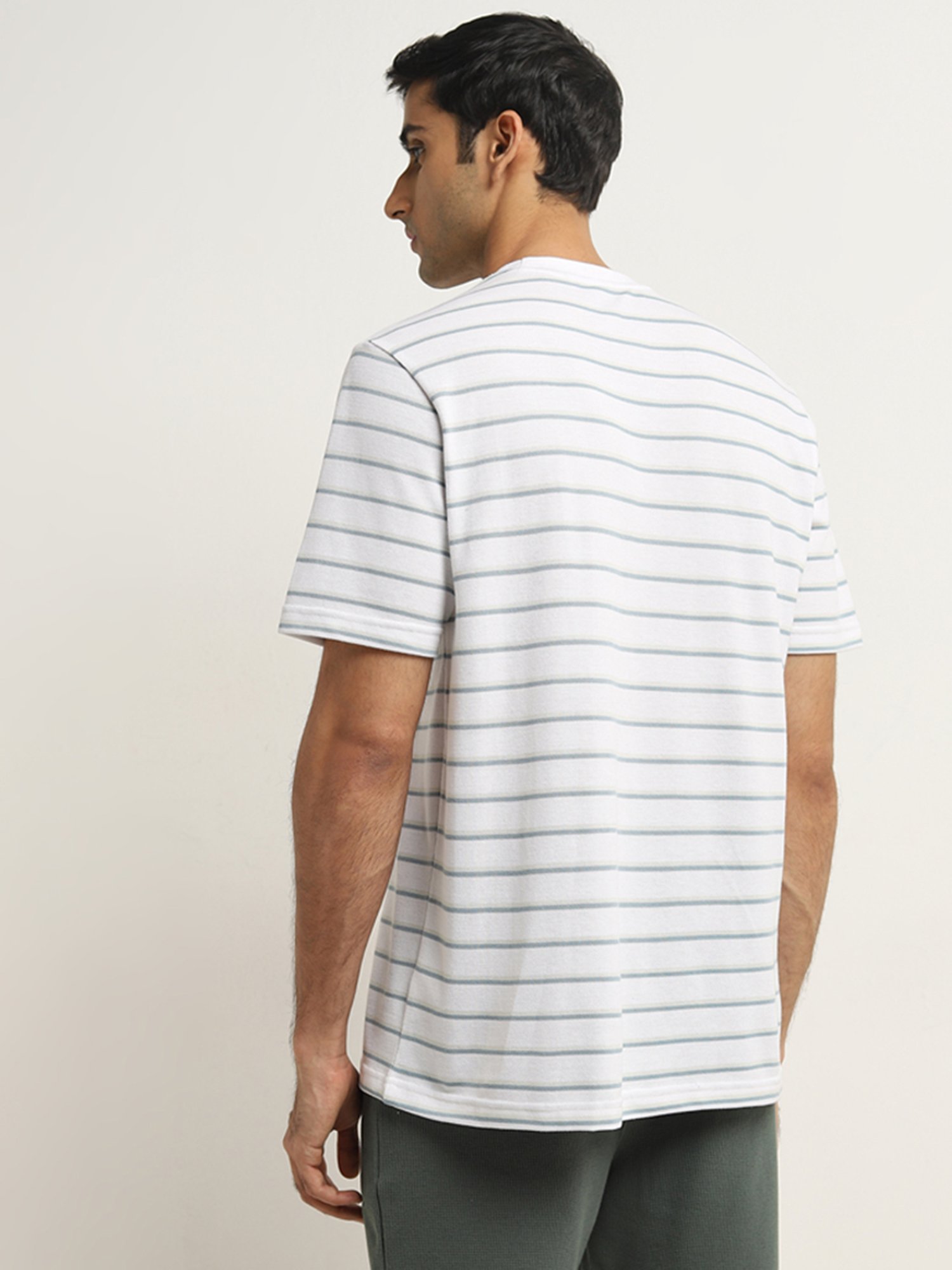 WES Lounge by Westside White Stripe Printed Relaxed-Fit T-Shirt