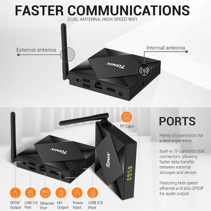 TX6S H616 8K STB allwinner Dual WiFi Android 10.0 Bluetooth 4GB / 64GB