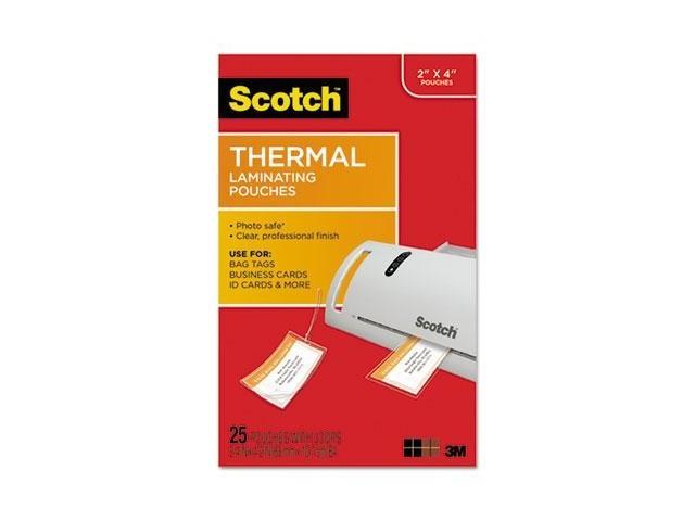 Scotch Luggage Tag Size Thermal Laminating Pouches 5 mil 4 1/5 x 2 1/2 25/Pack