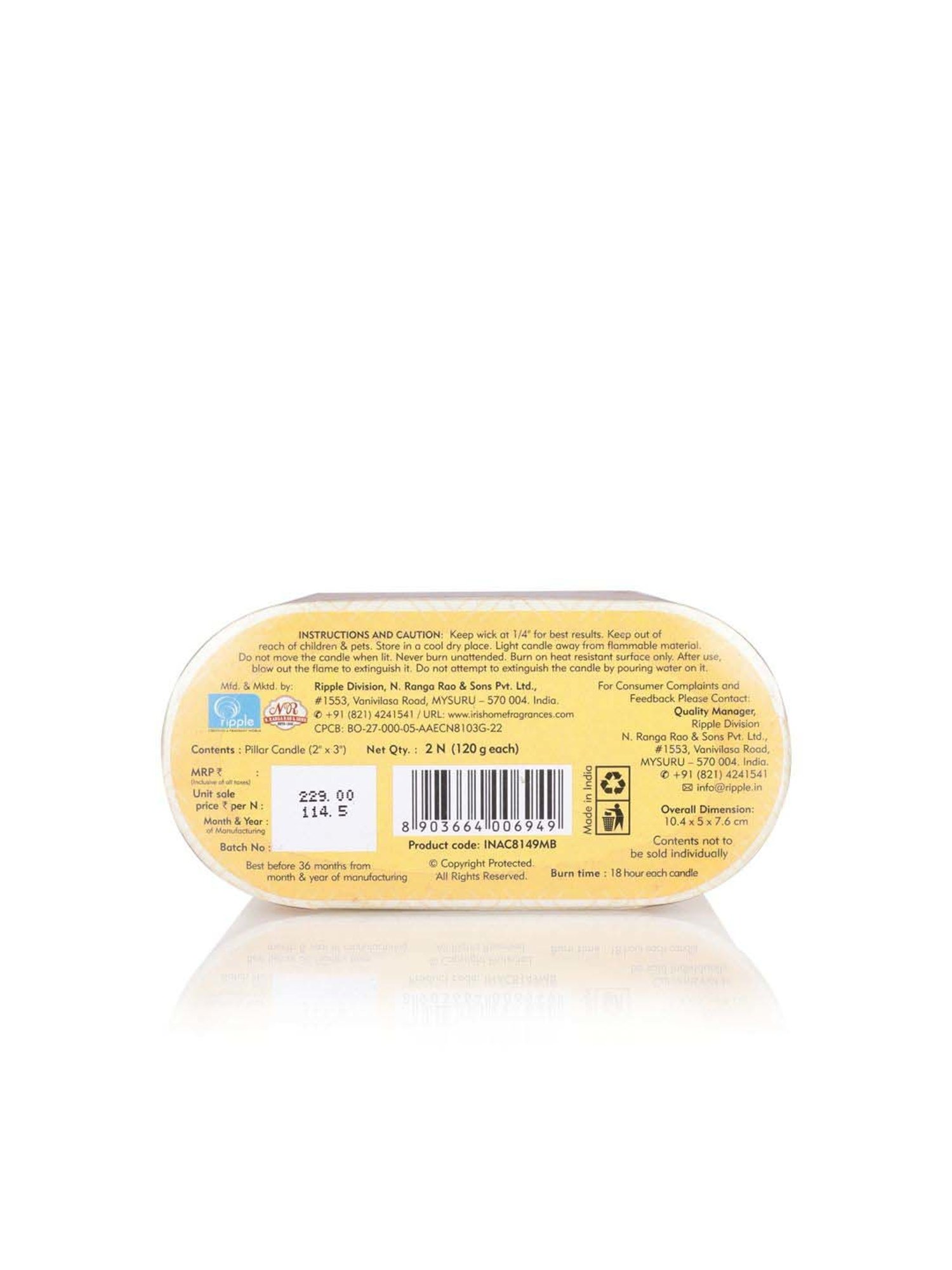 IRIS Orange Home Fragrances Mango Sorbet Fragrance Pillar Candles - Set of 2