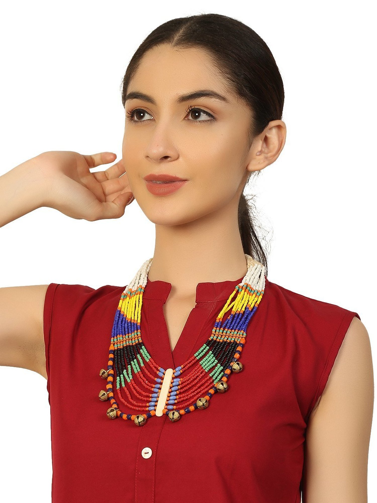 Imli Street Multicolour Long Beaded Handcrafted Tribal Necklace