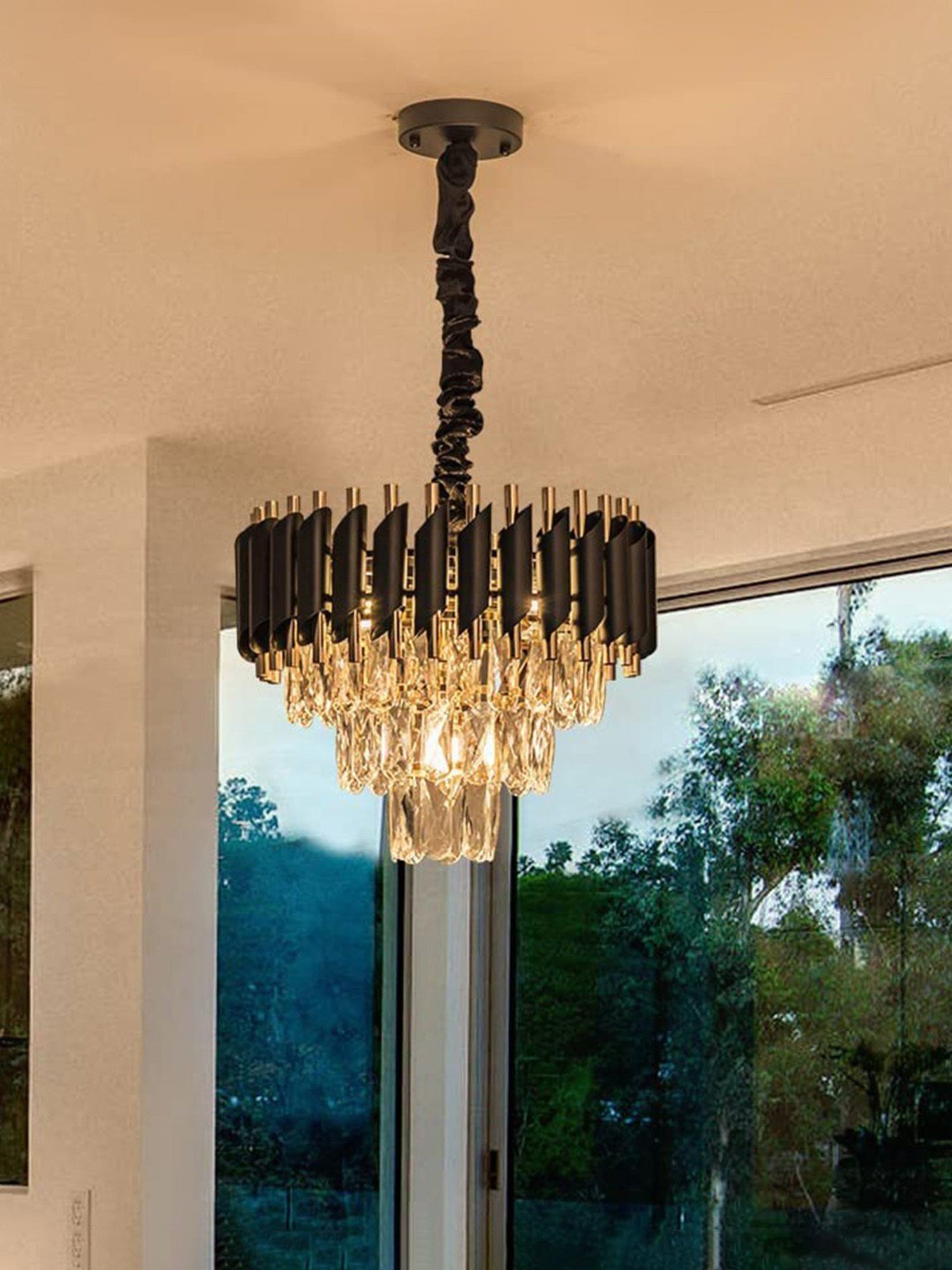 Homesake Black Metal Crystal Chandelier