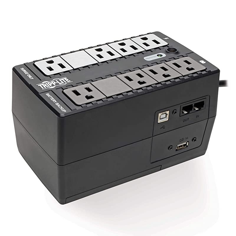 650VA UPS Battery Backup Surge Protector Small UPS with USB Desktop UPS 330W 8 Outlets 5 ft Cord Black INTERNET650U1