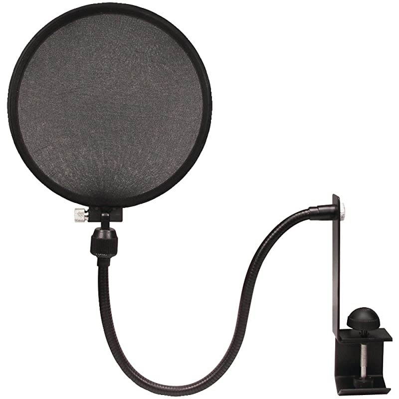 MPF-6 6-Inch Clamp On Microphone Pop Filter with Flexible Gooseneck and Metal Stabilizing Arm