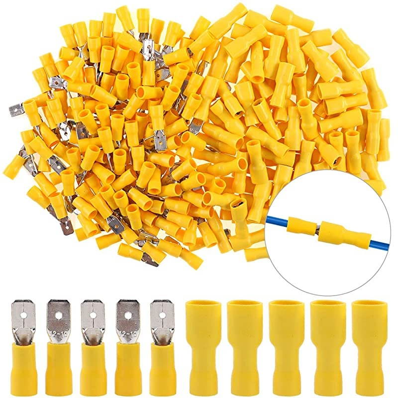 100pcs 12-10 Gauge Fully Insulated Male Female Spade Quick Splice Wire Terminals Wire Crimp Connectors Set