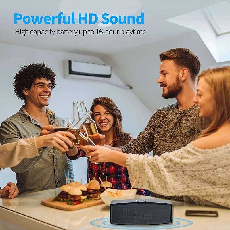 Bluetooth SpeakersDualDriver Wireless Speaker with Surround Stereo Sound and More Bassfor iPhone and Samsung Android Black